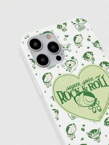 THE POWERPUFF GIRLS X SHEIN 亮白色可爱泡泡女英雄毛毛爱心图案手机壳，甜美可爱风格，兼容和Galaxy，是女孩日常使用和送礼的理想之选 | 兼容17/17 Pro Max及更多Galaxy机型 - 白色 - 查看 5