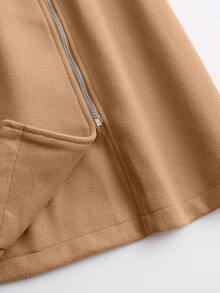 SHEIN Tall 高个系列女士秋冬百搭修身长款大衣 - 卡其色 - 查看 7