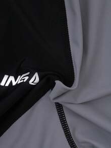 Palasendo Men's Vacation Letter Print Raglan Short Sleeve Zip-Up Half Placket Romper Shorts Men Swim Outfit Wet Suit Men Rashguard Men Men's Pool Outfit - Black - View 8