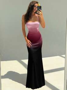 Aloruh Women's Elegant Floral Print Backless Halter Dress - Purple - View 3