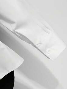 Elenzga Blouse ornée à ourlet asymétrique grande taille, blouse élégante et élégante à la mode pour femmes, blouse noire et blanche pour femmes, dîner pour femmes, soirée casino pour femmes - Noir et Blanc - Voir 3