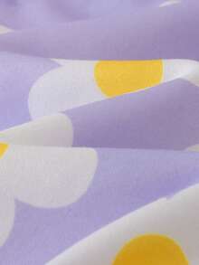 THE HAPPY LOOK 2pcs/Set Young Girl Floral Print Knit Soft Crew Neck Long Sleeve Sweatshirt And Elastic Waist Pants Kids Flower Set Summer Outfit Toddler Co Ord - Multicolor - View 6