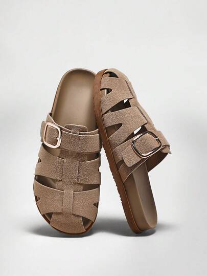 Solezae סנדלים שטוחים ארוגים בסגנון רומי וינטג' לנשים