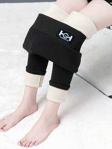 Calzas Leggings Termicas para Mujer de Pelo de Cordero Ultra Grueso, Regalo de Navidad - Negro - Ver 2