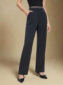 BizChic 2025 Autumn/Winter New Gray Striped Side Pocket Women's Pants, Suit Trousers, Vintage Chic Urban Commute Everyday Casual Romantic 90s Christmas New Year, Thanksgiving Elegant Party, Beach Graduation Fashion Stylish, Versatile Simple Romantic, Suitable For Wedding Guest, Host, Date, Party, Concert, Stage Performance, Brunch, Airport, Multi-Occasion