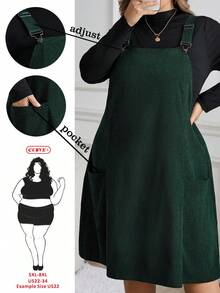 SHEIN CURVE+ 大码休闲豹纹口袋背带裙/秋冬 - 彩色 - 查看 1