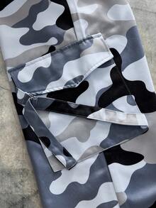 AXEPEAK Pantalones holgados de pierna ancha con estampado de camuflaje, cintura con cordón y bolsillos cargo para hombre - Multicolor - Ver 5