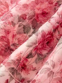 SHEIN MOD 女士碎花优雅系带短裙，秋冬，新年，优雅，新年造型，圣诞节，女士新年服装，情人节，复古，派对，情人节，碎花连衣裙，红色连衣裙，女士乡村服装，仙女风 - 彩色 - 查看 5