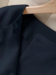 Franclia Conjunto de dos piezas de unicolor elegante con cuello redondo y manga larga para damas - Azul Marino - Ver 5