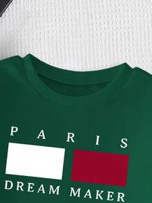 2pcs Boys Graphic Tees Casual Comfortable Sweatshirt Set, Letter Print Tops, Long Sleeve Sweatshirt And Sweatpants Outfit, Autumn/Winter - Black - View 7