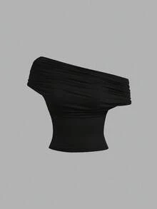 SHEIN MOD 三穿式女士休闲纯色修身上衣 - 杏色 - 查看 11
