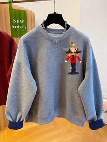 INAWLY Damen Lässiges Loose Design Sweatshirt - Grau - Übersicht 3
