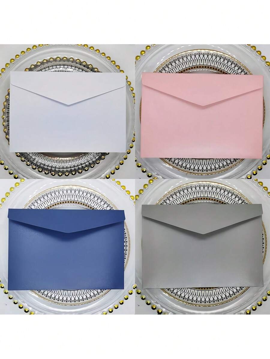 10pcs Luxurious Paper Envelopes Rectangle Pocket - Perfect For Wedding, Business, And Party Invitations, Photos, And Gift Cards - 4.4x6.2inch, Elegant, And Acid-Free,Christmas - 10pcs/set - View 1