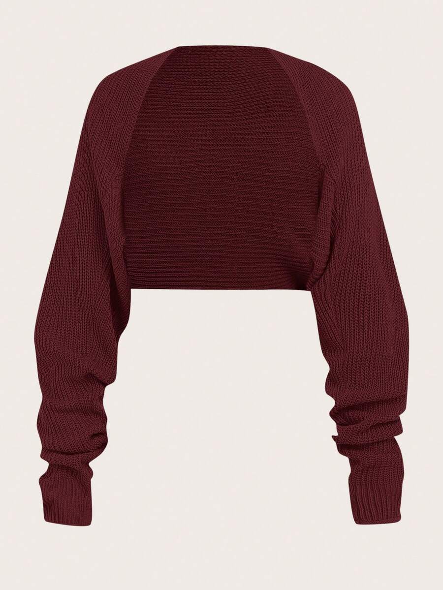 SHEIN Girlism Tween Girl V-Neck Sweater, Minimalist Fashion Casual Everyday - Burgundy - View 1