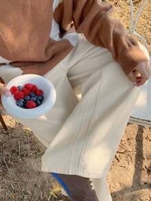 Dazy Plus Fashionable Casual Versatile Light-Colored Washed Plain Loose Straight-Leg Long Jeans, All Season - Beige - View 7