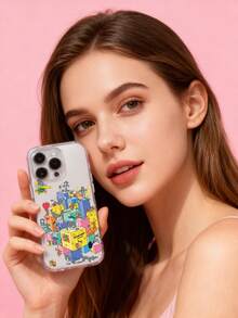TOM & JERRY X SHEIN 1 Stück Katze und Maus Cartoon Co-Branded hochwertiges Handyhülle, einfaches Weiß, präzise Löcher Anti-Drop Modisches Design, Halloween und Weihnachten Geschenkidee kompatibel mit iPhone 17/16/15/14/13/12/11 und Galaxy S25/24/23 - Transparent - Übersicht 2