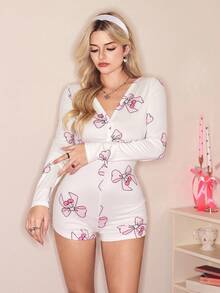 SweetSlumber Halloween Pattern Women's Pajama Jumpsuit - Multicolor - View 3