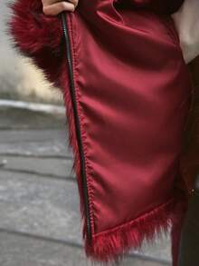 AXEPEAK Men's Graphic Red Hooded Long Sleeve Casual Faux Fur