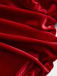 Firerie Kids Firerie Kids Vestito a collo alto rosso a costine per ragazze pre-adolescenti, vita larga, aderente sui fianchi, arricciato, vestito casual elegante retrò versatile a maniche lunghe e corto, adatto per feste di Natale, inverno