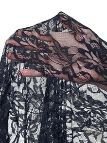 Coolane Vestido negro asimétrico con hombros descubiertos, cintura ceñida, mangas abullonadas de encaje, cómodo y elástico, para fiestas, estilo gótico, grunge, Y2K y punk, para mujer talla grande, para otoño/invierno y todo el año