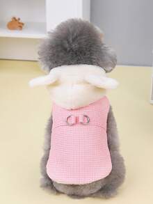 PETSIN 1pc 2 In 1 Cute Thermal Lined Warm Leash-Attached Pet Jacket For Autumn/Winter