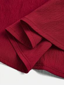 SHEIN 少女甜美吊带纹理面料红色A字连衣裙，情人节 - 紅色 - 查看 5