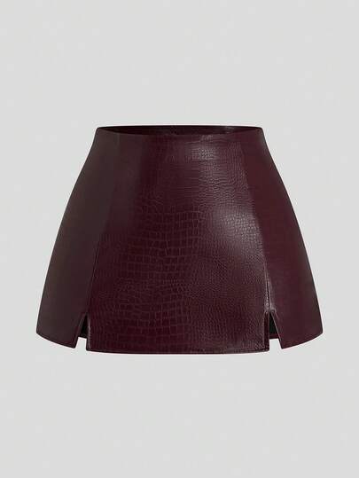 Sweetra Minifalda ajustada de mujer talla grande con estampado de piel de serpiente sexy y elegante, con abertura lateral, adecuada para discotecas y actuaciones