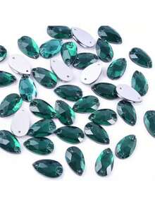 Slim Water Drop Shape Glass Multi Colors Shape Shiny Handmade Sewing Crystal Hand Sewn Rhinestone Decoration Beads Flat Back With Holes Gems DIY Accessories Sew On Stones Strass For Decorating Clothes, Dress, Bags, Shoes, Brooches, Earrings, Handicrafts
