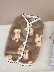 PETSIN 1件装二合一可爱保暖内衬宠物外套，带牵引绳，适合秋冬季穿着 - 咖啡 - 查看 5