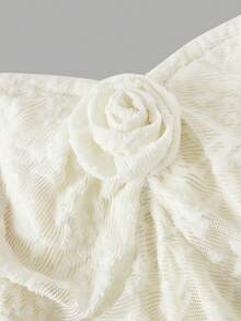 SHEIN MOD 女士纯色蕾丝拼接吊带连衣裙 - 杏色 - 查看 4