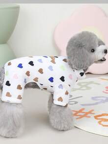 PETSIN Cuddly Thick Pet Jumpsuit – Cute Four-Legged Fleece Pajamas For Small Dogs & Cats, Cozy Autumn/Winter Outfit For Play And Relaxation - Beige - View 5