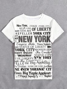 Glimmora Y2K 女款纽约字母图案T恤，复古圆领短袖舒适T恤，适合日常穿着 - 彩色 - 查看 7