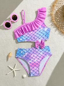 SHEIN One Piece Ruffle Swimsuit For Young Girl Young Girl Rashguard Shirt With UPF 50+ Sun Protection Summer Vacation Thermal Christmas Holiday Festival New Years Valentines Swim Girl Mermaid Swimwear Swimsuits Two Pieces With Ruffles Girl Two Piece Swimsuit Mermaid Bathing Suit For Girls Young Girl 2 Pieces Knit Swimwear Set Swimsuits For Eight Year Old Kids Rainbow Two Piece Young Girl 2 Pieces Ruffled Collar Knit Swimwear Set Bikini Top Swim Shorts Swimsuits For Eight Year Old Two Pieces With Ruffl Young Girl 2 Pieces Ruffle Knit Swimwear Set Girl 2 Pieces Ruffled Swimwear Swimsuits For Girl Two Pieces With Ruffles Girl Bikini Top Swim Shorts - Purple - View 4