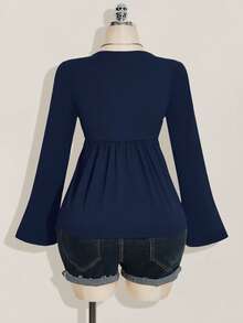 SHEIN ICON Áo len xoắn ngực màu đen cỡ lớn cho nữ, Áo len babydoll, Quần áo Y2K, Quần áo mùa tốt nghiệp, Mùa về quê, Quần áo mùa thu cho mùa tựu trường, Áo dễ thương cho nữ, Áo babydoll - Màu xanh hải quân - Xem 2