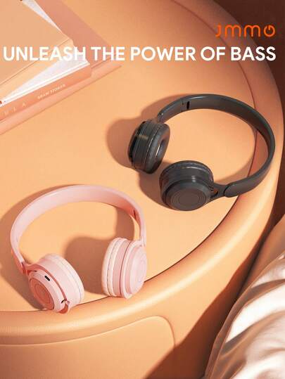 JMMO Wireless Headphones With Active Noise Cancelling, Wireless Over Ear Headsets With Long Playtime, HiFi Stereo Foldable Headphones With Foam Ear Cups For Sports, Travel