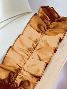 SHEIN Clasi Plus Size Square Neck Spaghetti Strap Ruffle Hem Cinched Waist Low Waist Slimming A-Line Spring/Summer Vacation French Elegant Tie-Dye Print Maxi Dress - Coffee Brown - View 6