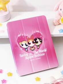 THE POWERPUFF GIRLS X SHEIN 透明亚克力材质，图案包含卡通花朵、泡泡、毛茛花、心形图案、英文字母、小星星和渐变粉色背景。翻盖式保护套兼容 iPad Mini 4/ Mini 5/ Mini 6/ Mini 7/Air/Air 2/9.7/10.5/10.2/Air 4/Air 5/10.9/Pro 11/10/2024/Air 11 (M2)/Pro 11 (M4) 2024/Air 11 英寸 (M3) 2025/iPad (A16) 11 英寸第 11 代 2025 款。高透明度保护套。产品不含触控笔。部分型号在边框内设有笔槽。 - 彩色 - 查看 4