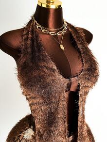 Mistrie 动物印花颈挂性感两件套 - 棕色 - 查看 8