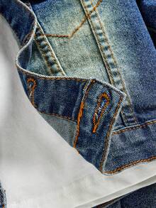 SHEIN Conjunto Vintage de Denim Desbotado para Meninos Bebês - Lavagem escura - Visão 4