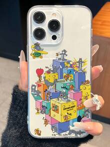 TOM & JERRY X SHEIN 1 Stück Katze und Maus Cartoon Co-Branded hochwertiges Handyhülle, einfaches Weiß, präzise Löcher Anti-Drop Modisches Design, Halloween und Weihnachten Geschenkidee kompatibel mit iPhone 17/16/15/14/13/12/11 und Galaxy S25/24/23 - Transparent - Übersicht 4