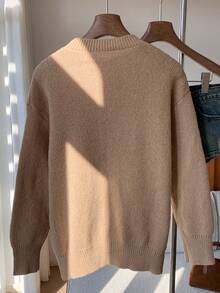 Attitoon 可爱猫咪图案圆领套头毛衣，适合秋冬季穿着