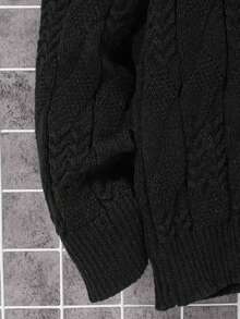 SHEIN Tween Boys' Casual Half-Zip Sweater, Comfortable For Commuting, School, Daily Casual Wear, And Sports - Black - View 4