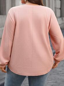 SHEIN CURVE+ Plus Size Casual Solid Color Round Neck Sweatshirt For Women, Women's Autumn Clothing, Women's Autumn Clothing/Winter
