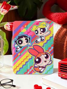 THE POWERPUFF GIRLS X SHEIN 透明亚克力卡通花朵、泡泡、毛茛图案翻盖保护套，兼容 iPad Mini 6/ Mini 7/Air/Air 2/9.7/10.5/10.2/Air 4/Air 5/10.9/Pro 11/10/2024 Air 11 (M2)/Pro 11 (M4) 2024/Air 11 英寸 (M3) 2025/iPad (A16) 11 英寸第 11 代 2025 款。高透明度保护套，产品不含触控笔。部分型号在边框内设有内置触控笔插槽。 - 彩色 - 查看 3