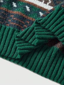 ROMWE Fairycore 全印花圆领复古时尚长袖毛衣 - 彩色 - 查看 5