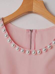 Franclia French High-Level Chic Three-Dimensional Beaded Sleeveless Tops Layered Wide-Leg Pants Trousers Summer Two Pieces Suits Ladies Summer Clothing Summer Two Pieces Suits Summer Clothes For University - Dusty Pink - View 3