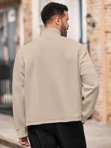 EASEVO Men's Fashion Casual Solid Color Half Zip Pullover Pullover Sweatshirt, Plus Size Mens Half Zip Sweatshirt Men Plus Size Hoodies Mens Quarter Zip Men S Quarter Zip - Khaki - View 2