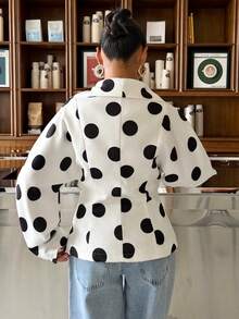 Muchica 女士休闲波点印花拉链外套