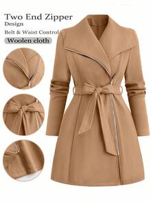 SHEIN Tall Tall Series Women Autumn/Winter Versatile Slimming Long Overcoat