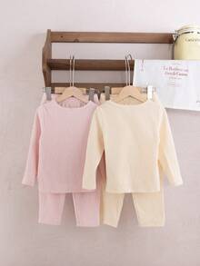 4pcs Young Girls Jacquard Bunny Print Casual Comfortable Pajama Set, Includes Long Sleeve Top And Pants, Home Wear 6y Clothes Clothes With Bunny - Multicolor - View 3